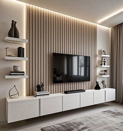 Luxury media wall lighting design in Peterborough home