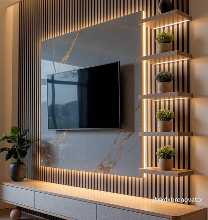 Luxury media wall lighting design in Peterborough home